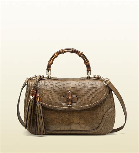 gucci tan leather handbag|crocodile bag gucci.